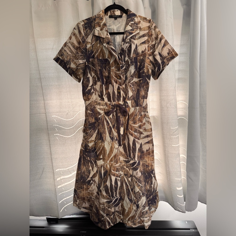 CABLE MELBOURNE Leaf Print Midi Dress